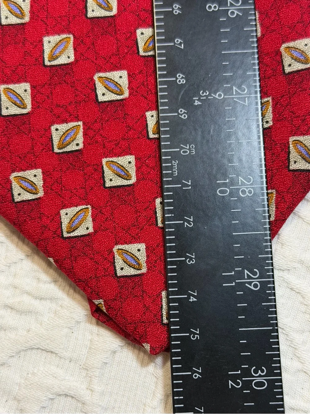 Robert Talbott Studio Silk Necktie Red Geometric Orbital Abstract USA 59 x 4